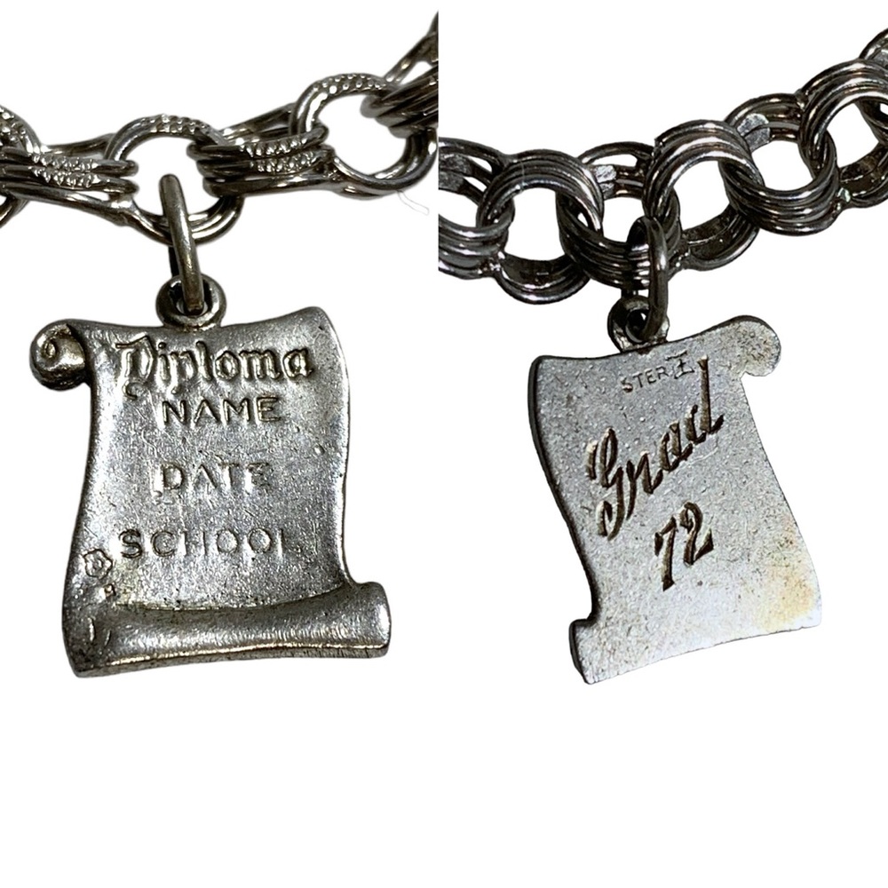 Vintage 1970’s Sterling Silver Charm Bracelet with 7 Charms - Picture 6 of 16